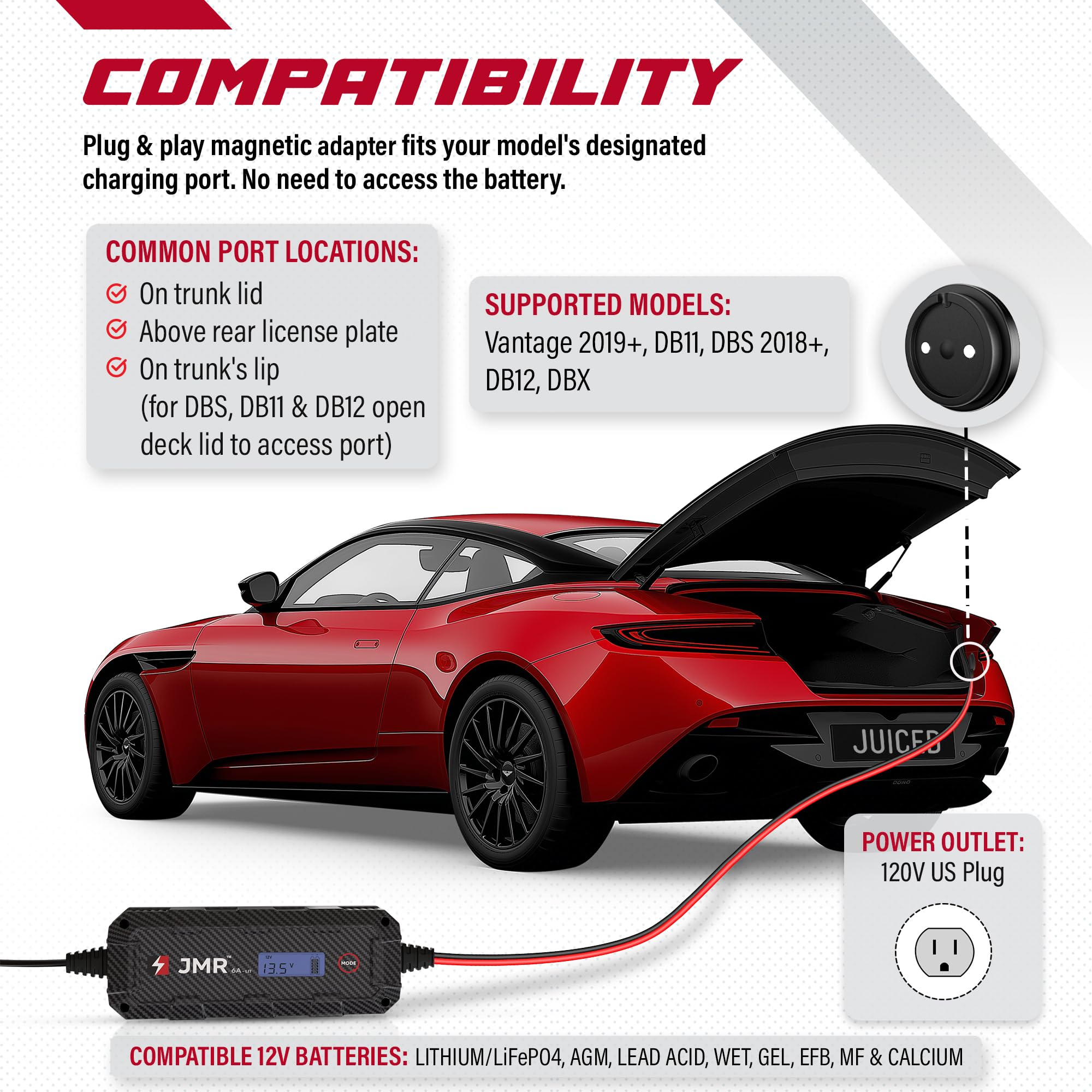 Amazon.com: JMR Battery Charger for Aston Martin DB11 DBX Vantage